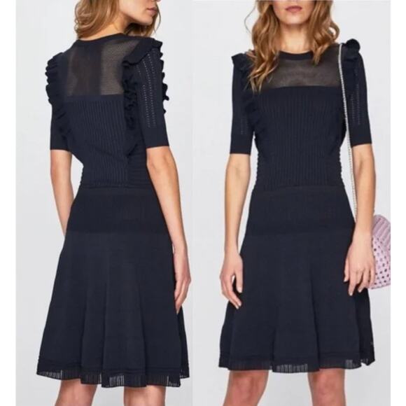 Scotch & Soda | Pointelle Knit Dress | Navy | Sz M - Picture 1 of 10